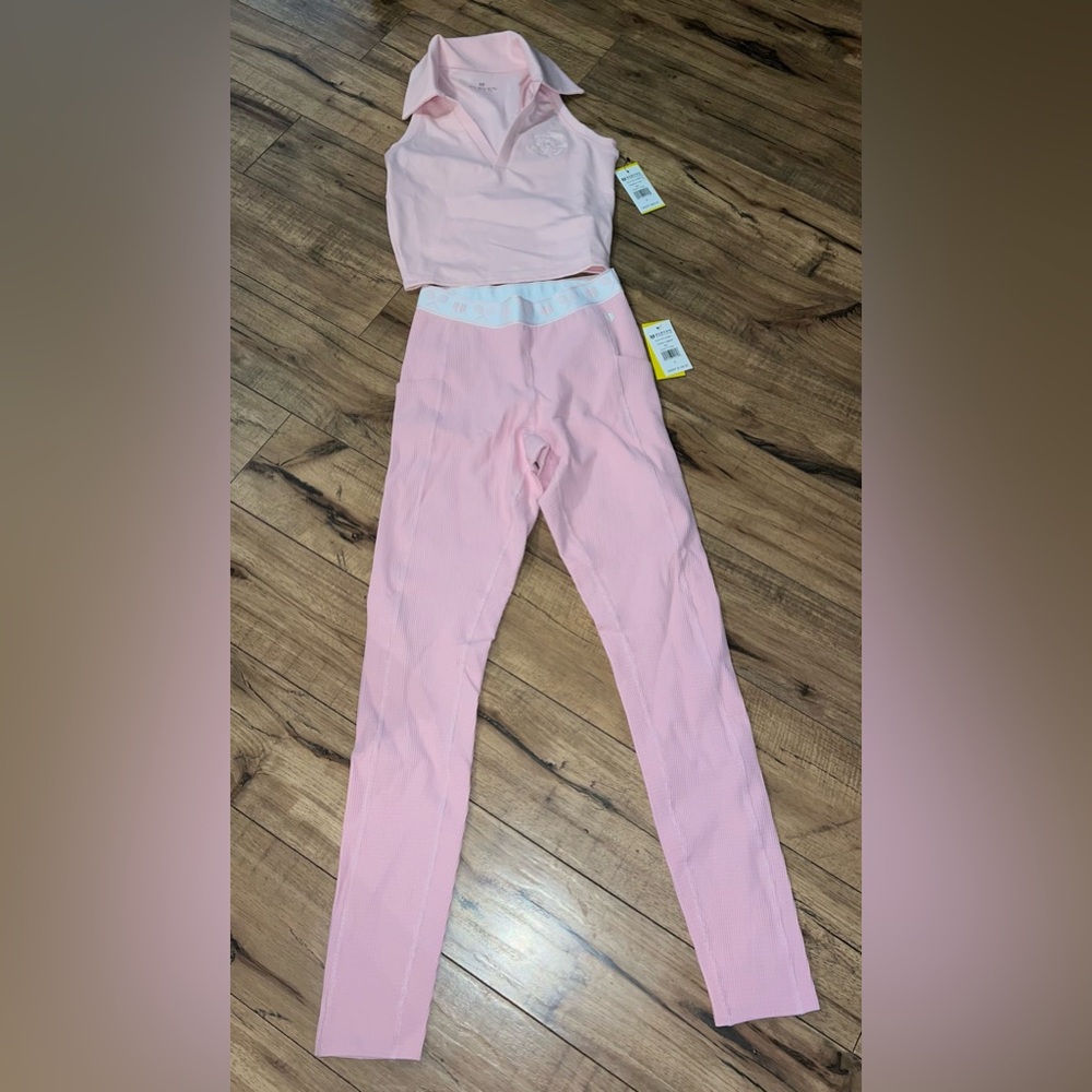 EleVen by Venus Williams pink outfit, sleeveless top, thermal-style leggings